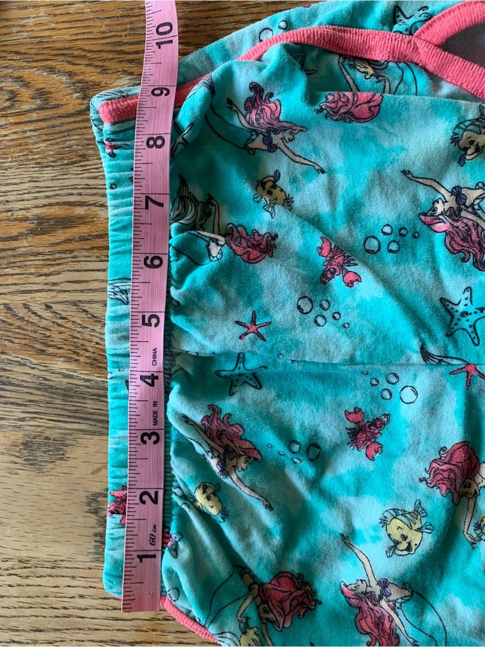Disney Princess Cotton Little Mermaid Shorts Sebastian Flounder Tie Dye Teal